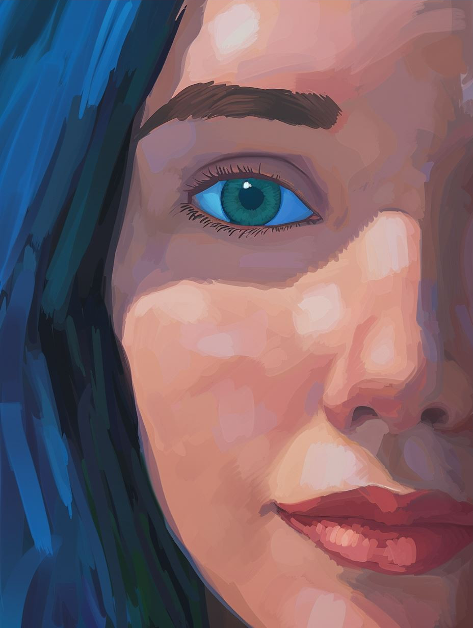 Luminous Gaze in Digital Oil - Image 3