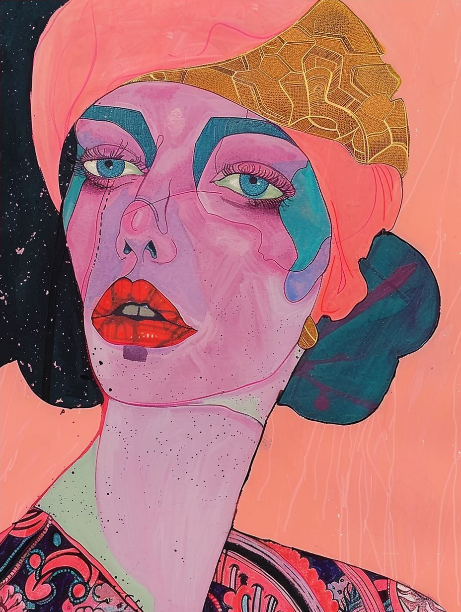 Neon Surrealist Portrait Study - Image 4