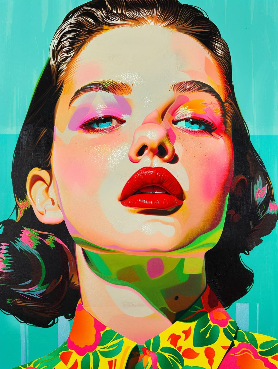 Neon Fragmented Portrait Art - Image 4