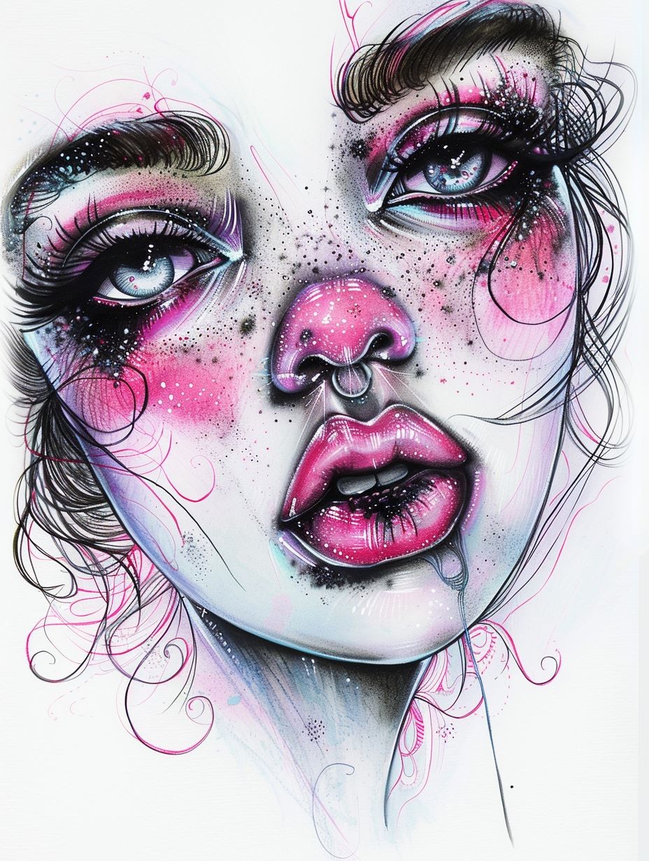 Ethereal Pink Watercolor Portrait - Image 4