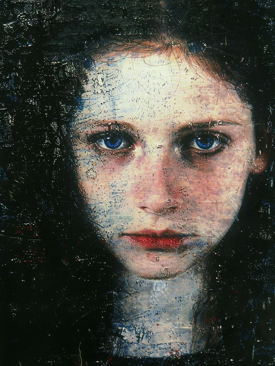 Haunting Gaze in Distressed Oil - Image 1