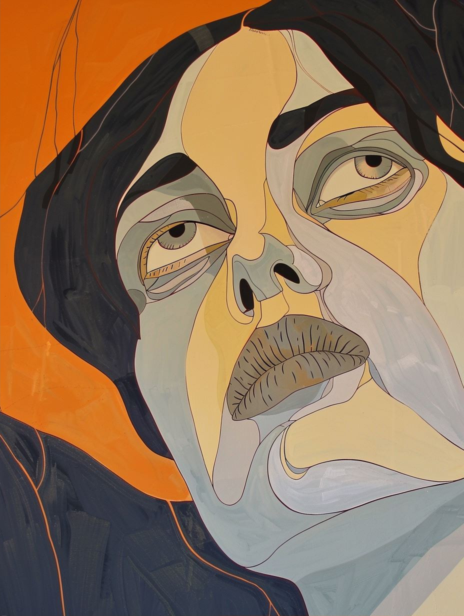 Fragmented Gazes in Orange and Blue - Image 2