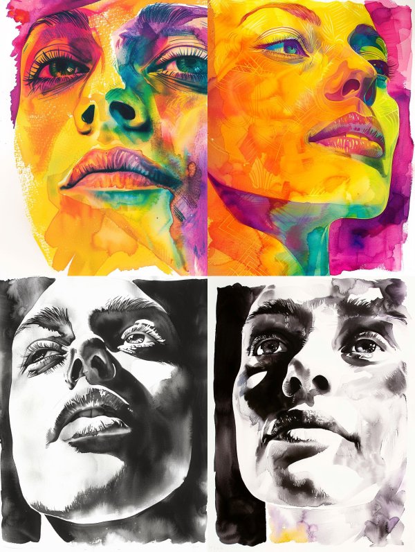 Prismatic Portraits: A Study in Color and Contrast