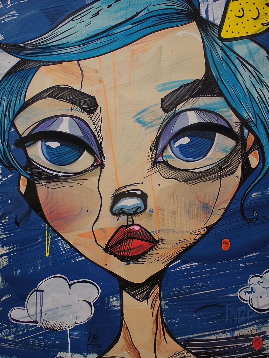 Melancholic Ink and Azure Gaze - Image 4