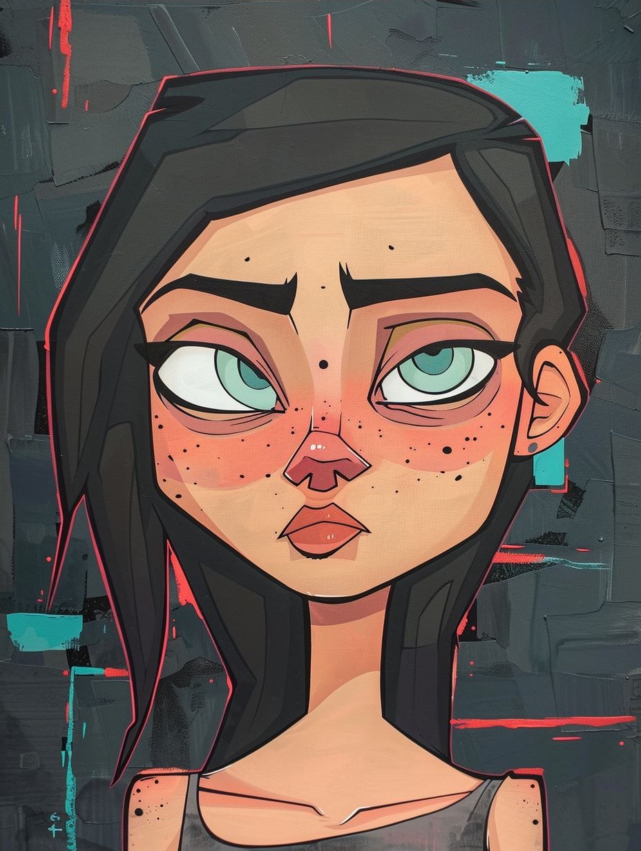 Melancholy Gaze Stylized Portrait - Image 4