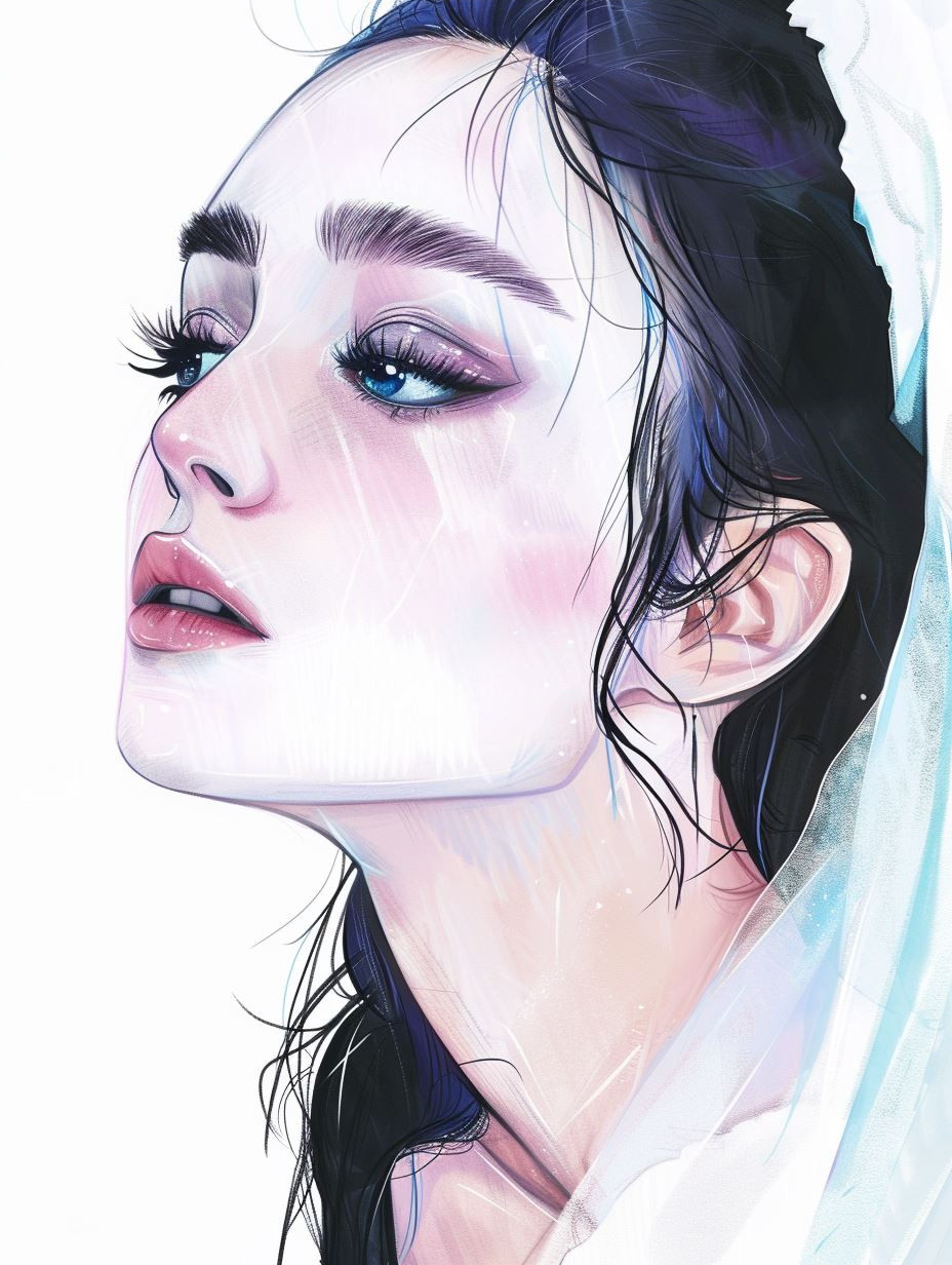 Ethereal Blue Pastel Portrait - Image 4