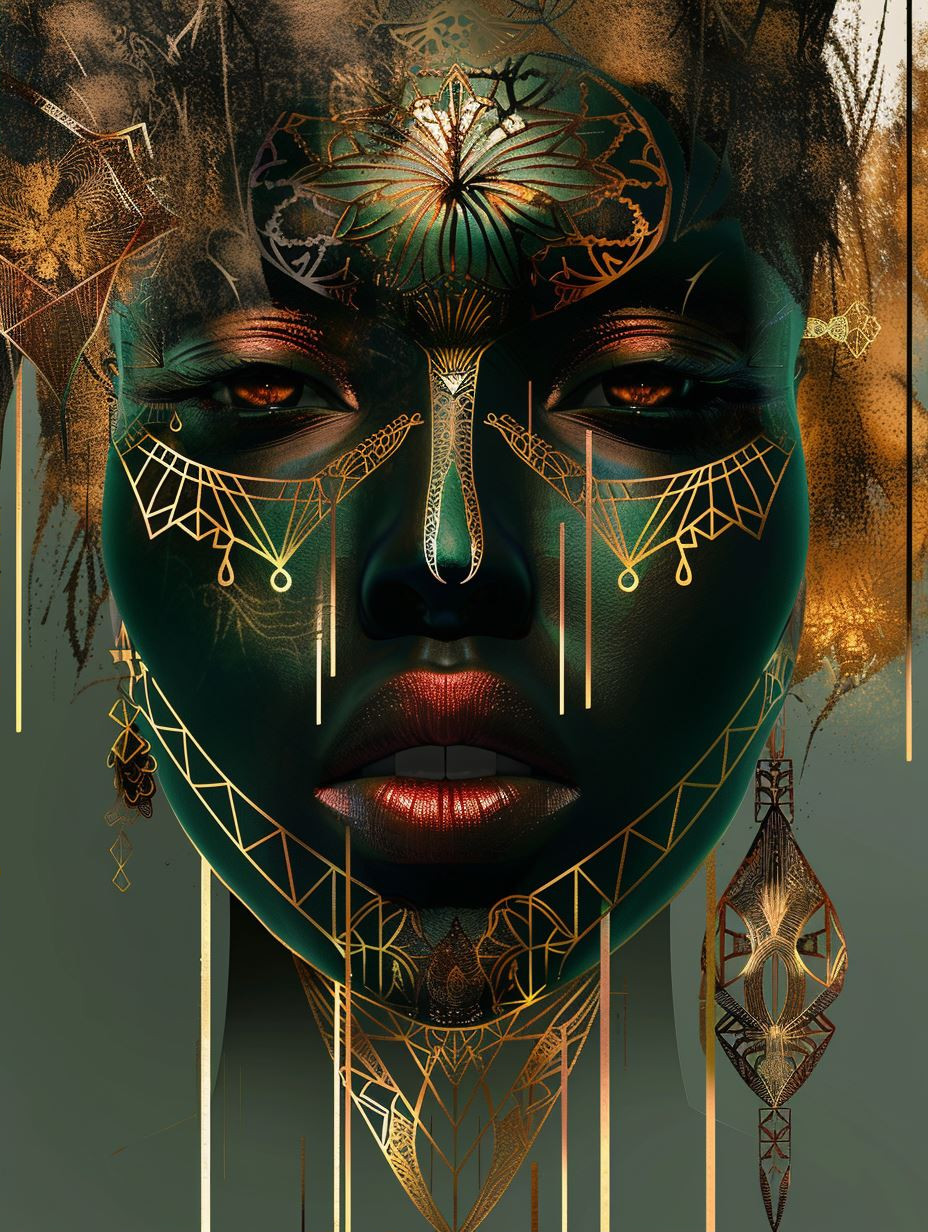 Ethereal Gilded African Portraits - Image 2