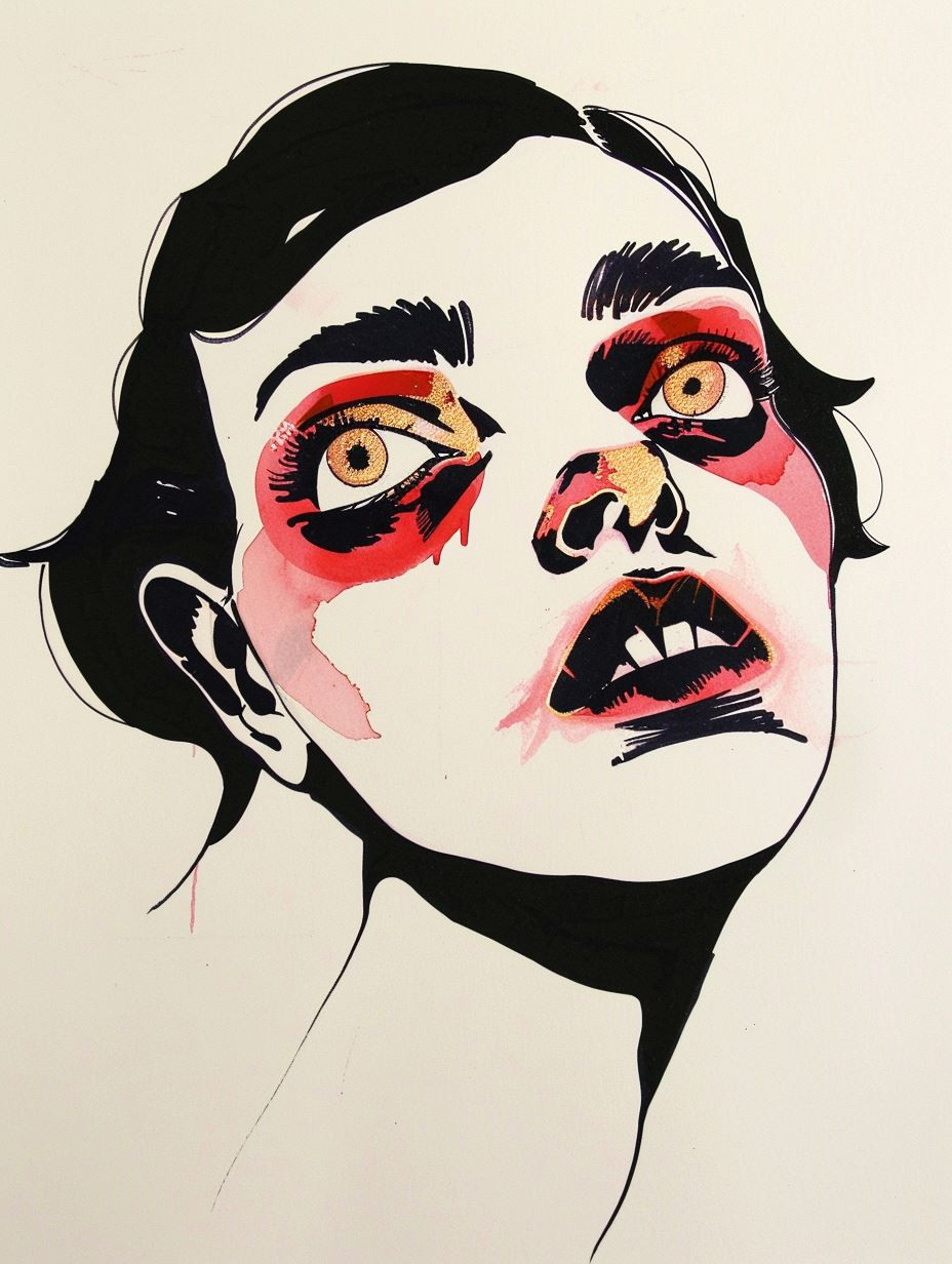 Crimson Gaze Avant Garde Portrait