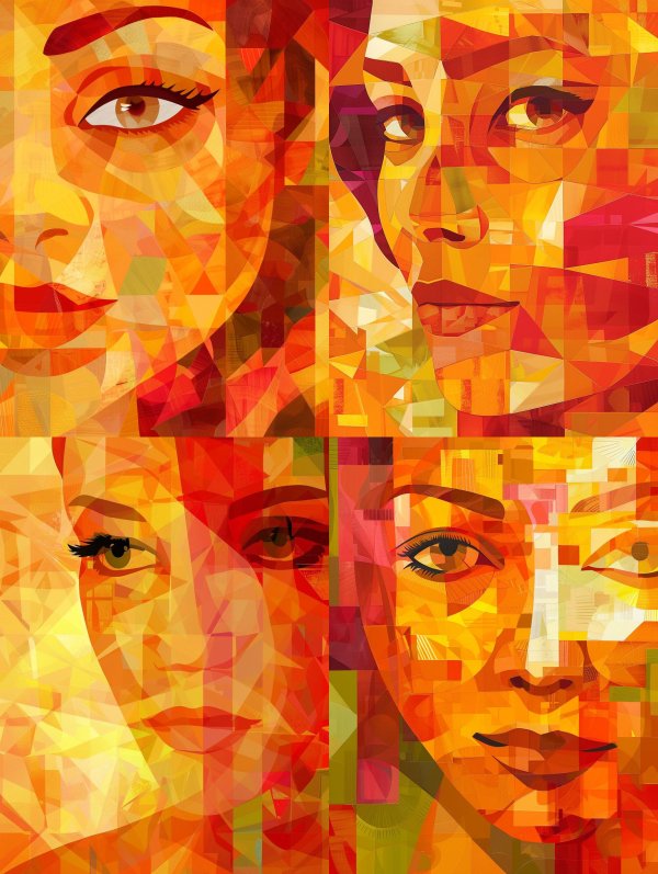 Geometric Warm Tones Female Portrait Collage