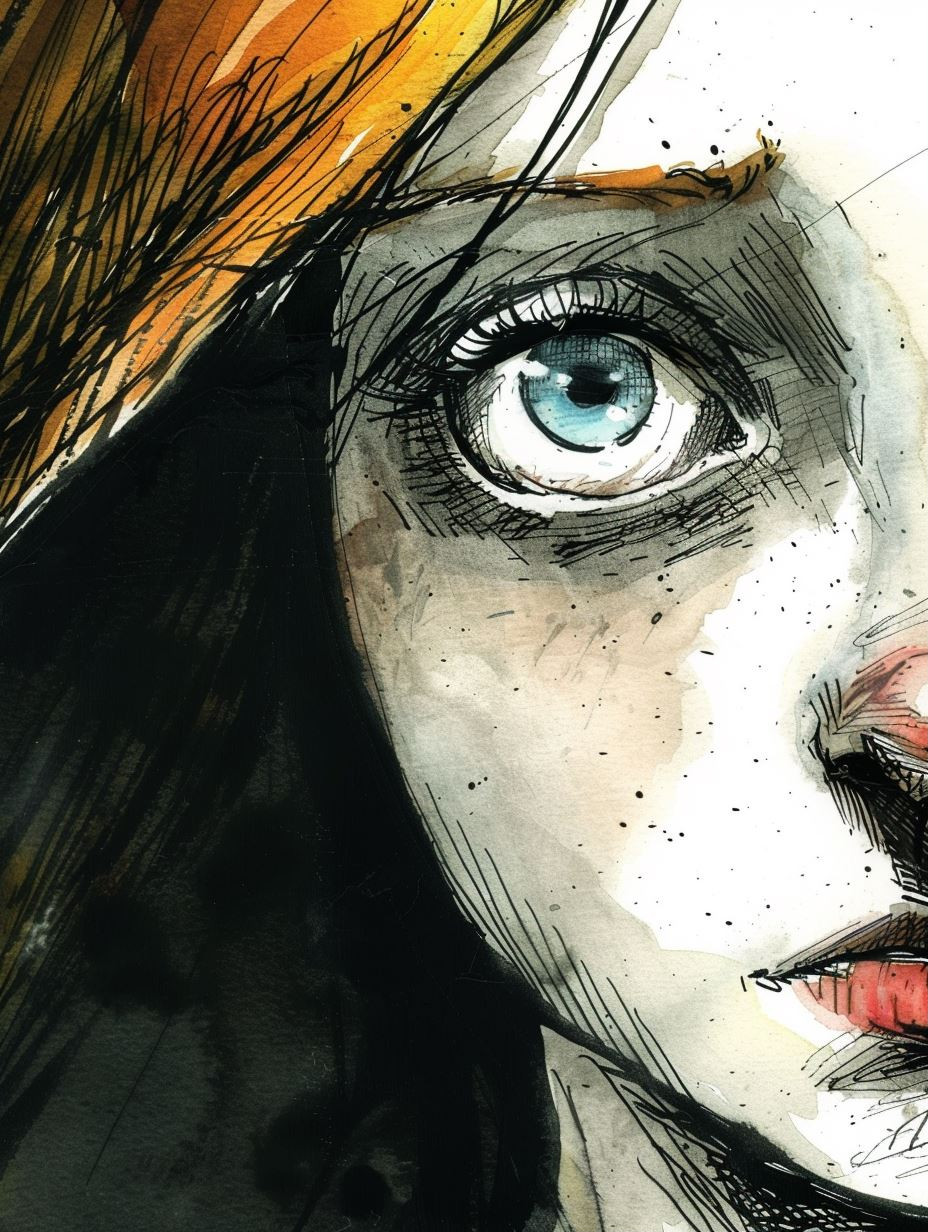 Ink and Watercolor Gaze - Image 1