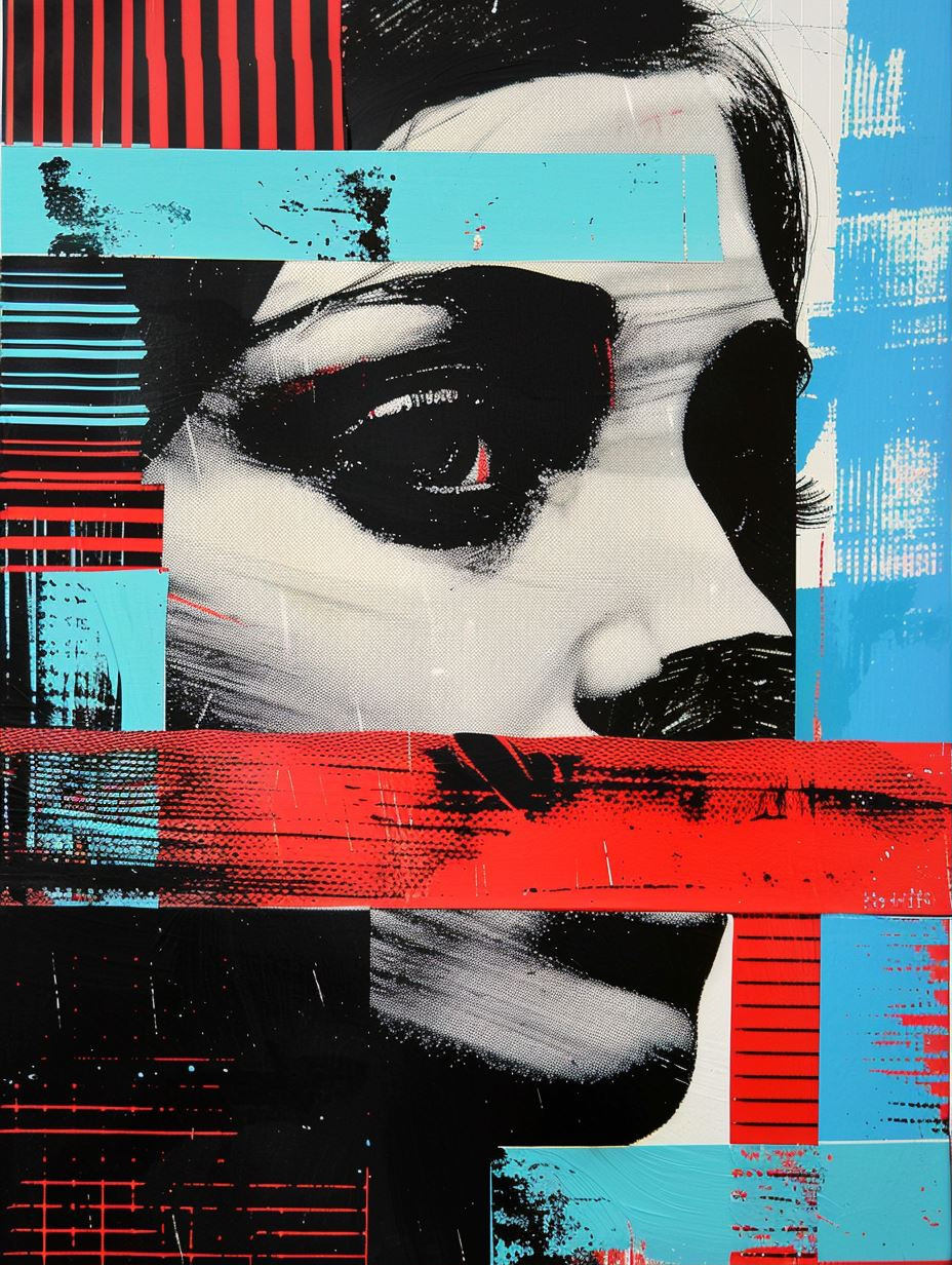 Fragmented Gaze in Neon Contrast - Image 1