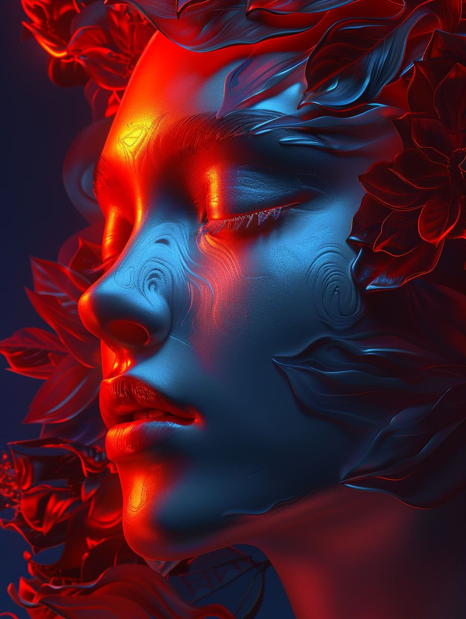 Neon Contrast Cybernetic Portrait - Image 4