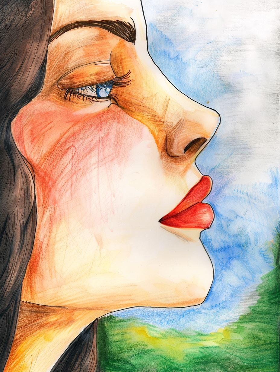 Vibrant Colored Pencil Portrait - Image 1