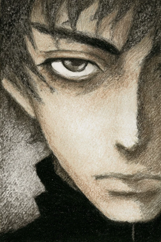 Somber Charcoal Gaze - Image 1