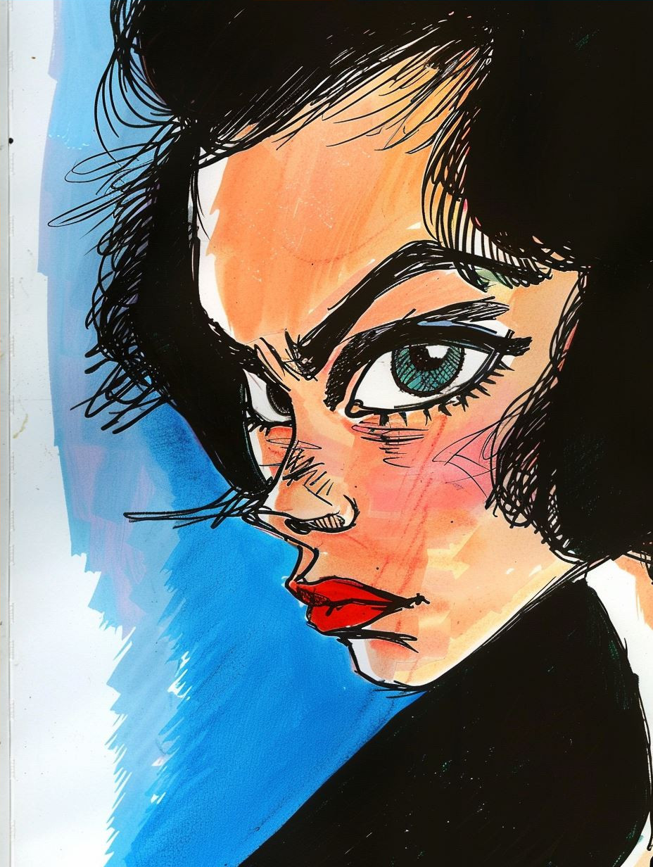 Bold Ink Fashion Sketch Portrait - Image 4