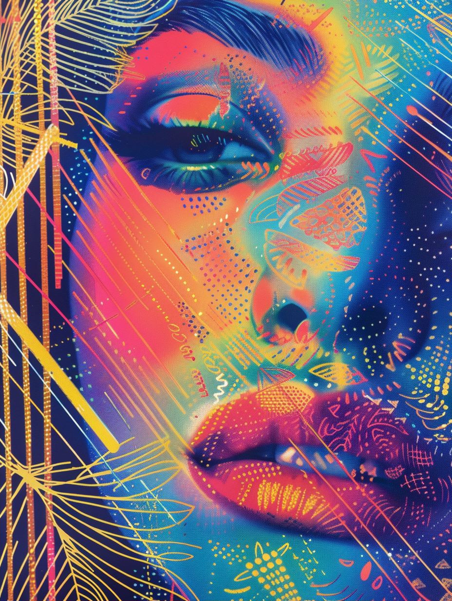 Neon Digital Flora Portrait - Image 2