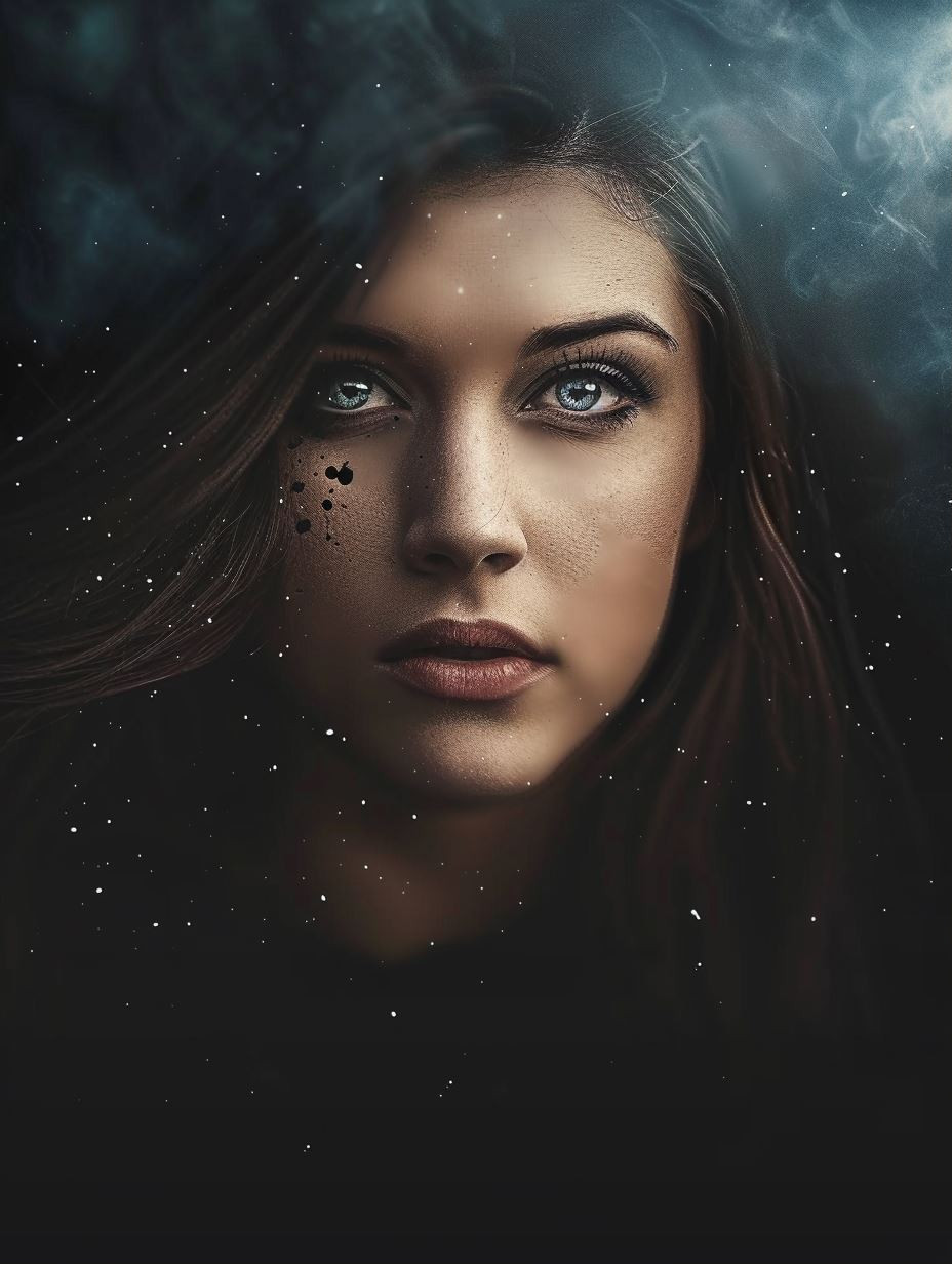 Celestial Gaze in Cosmic Mist - Image 1