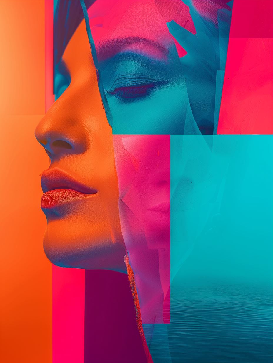 Neon Dreams: A Geometric Portrait Study - Image 3