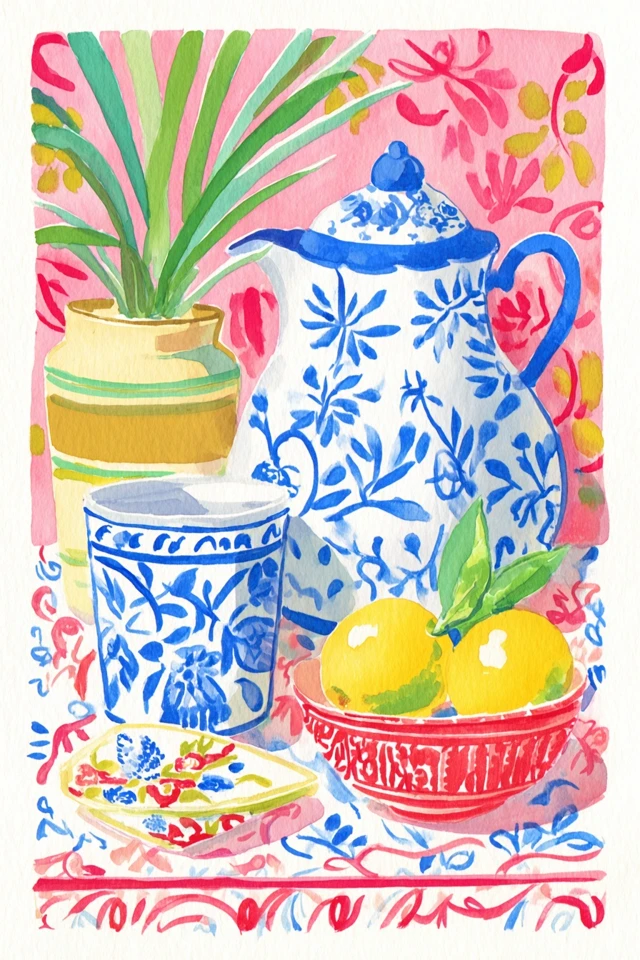 Azure Floral Portrait - Image 3
