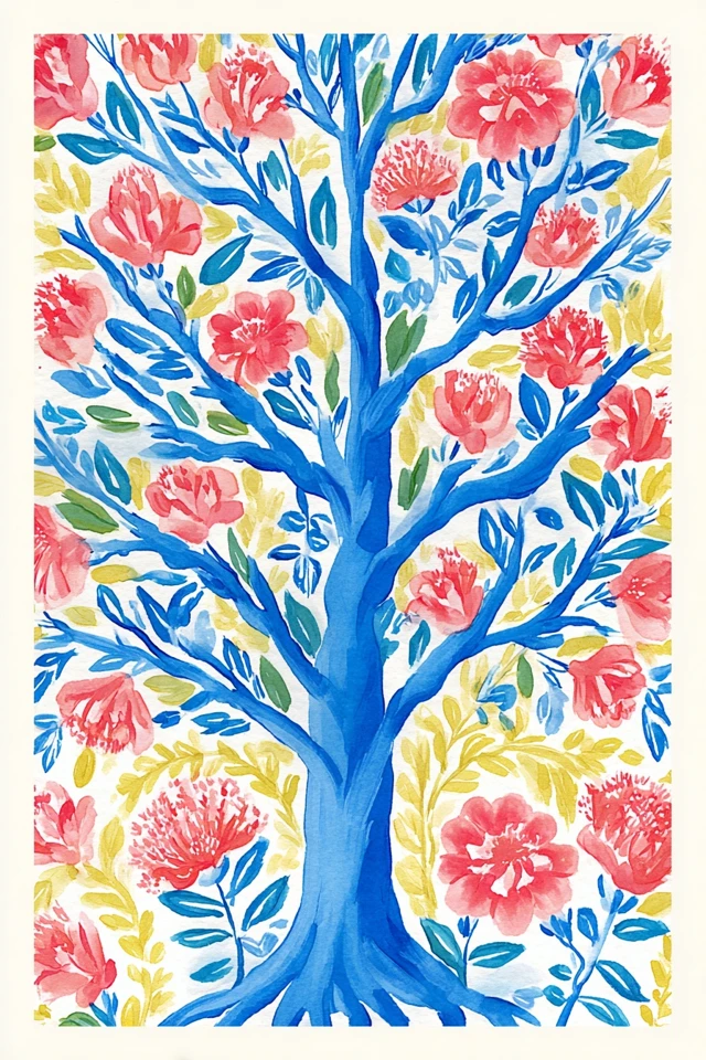 Azure Floral Portrait - Image 5