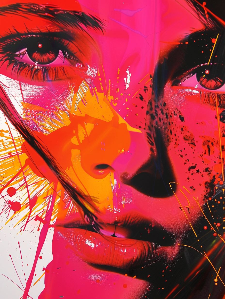 Vibrant Neon Abstract Portraits - Image 1