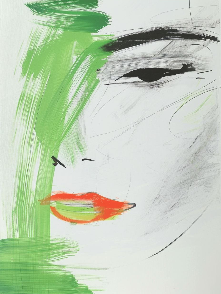 Abstract Green Expressionist Portraits - Image 3