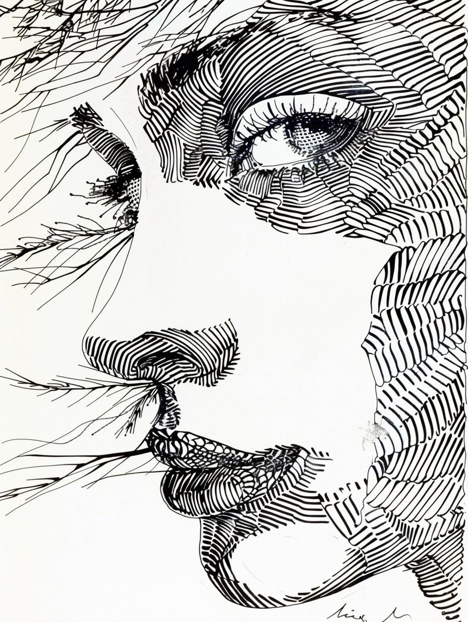 Intricate Linear Portrait Study - Image 2