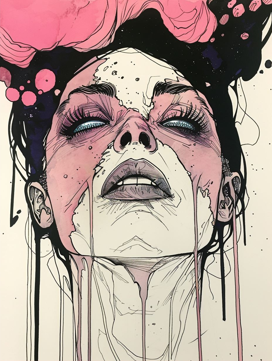 Ethereal Melancholy in Pink Ink - Image 2