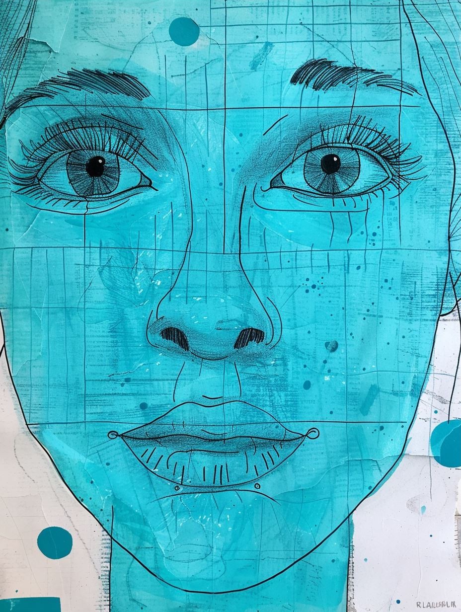 Cyan Surrealist Digital Portrait - Image 3