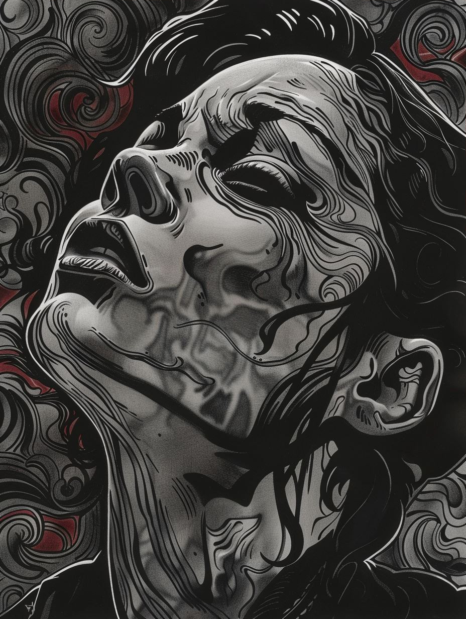Dark Surrealist Crimson Portrait - Image 3