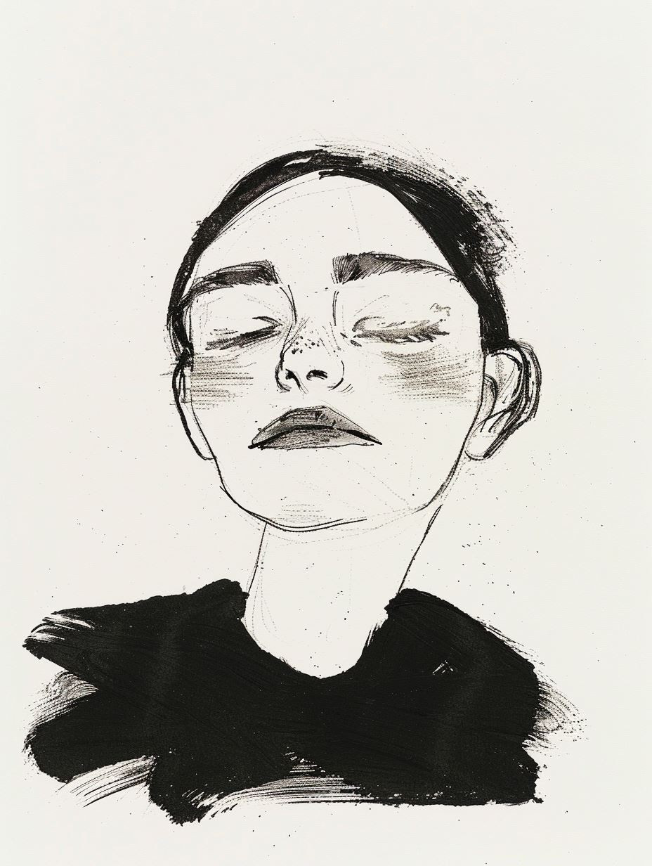 Whispers of Silence: Ink Portrait Studies - Image 1