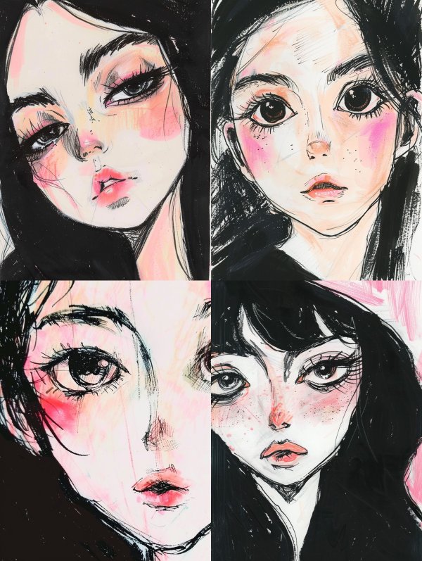 Melancholic Ink Portrait Studies