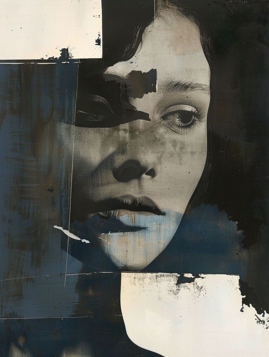 Fragmented Blue Portrait Study - Image 3