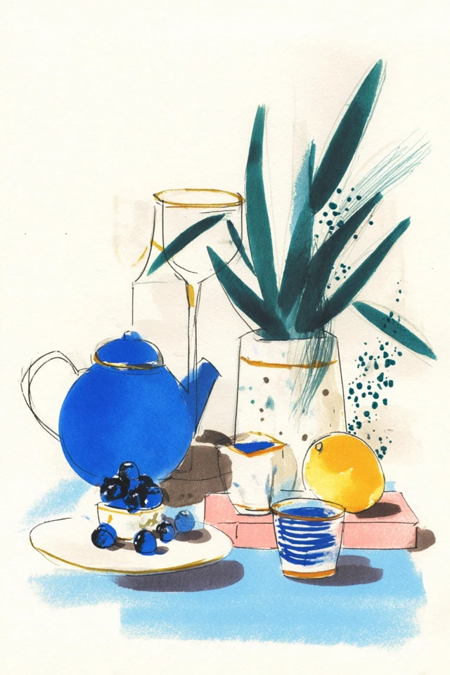Azure Elegance Illustration - Image 3