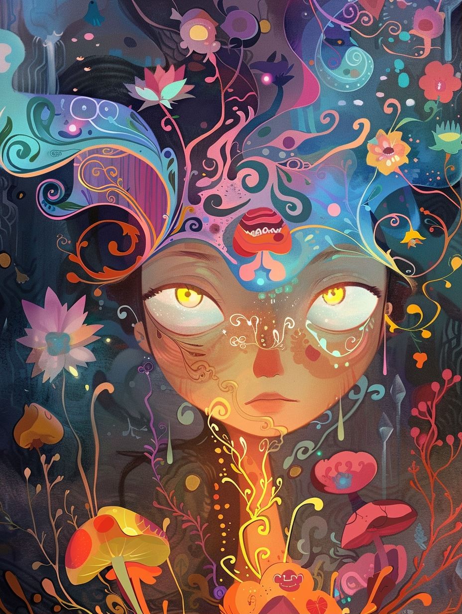 Psychedelic Flora Dreamscape Portrait