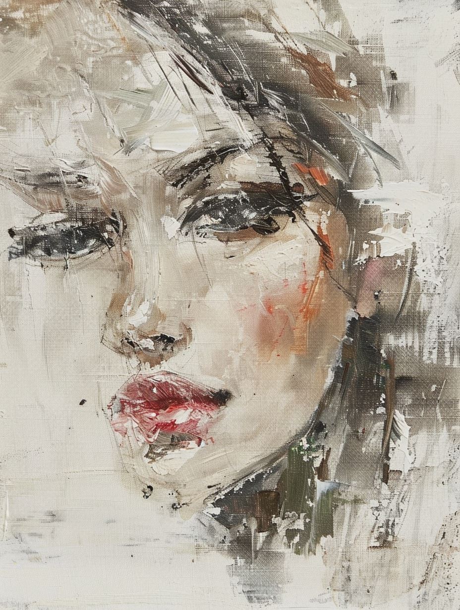 Ethereal Gaze in Abstract Oil - Image 3