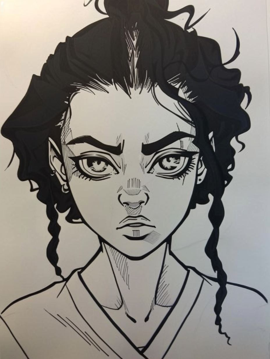 Melancholic Gaze in Ink - Image 2