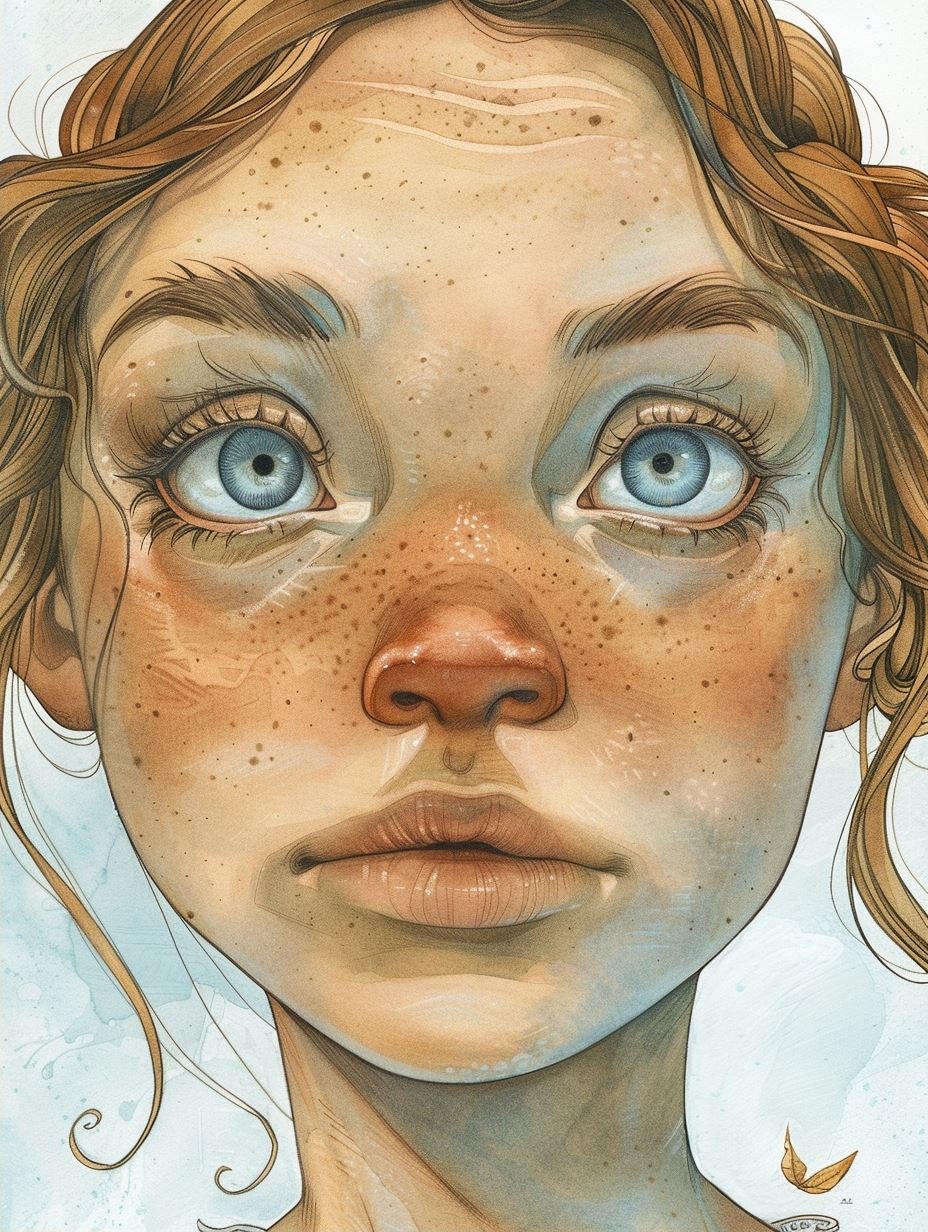 Ethereal Gaze: Freckled Portrait Studies - Image 2