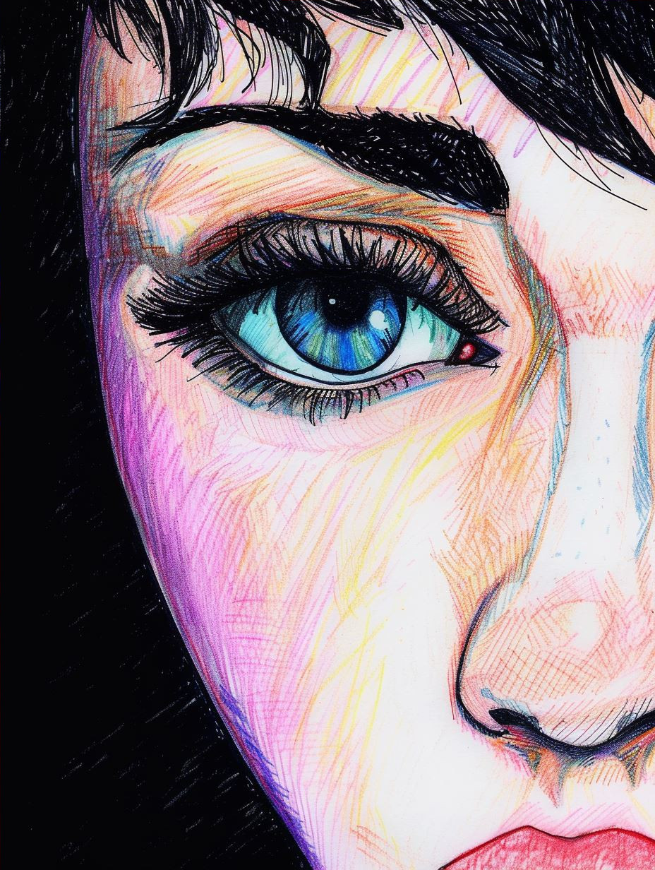 Neon Prism Portrait Sketch - Image 4
