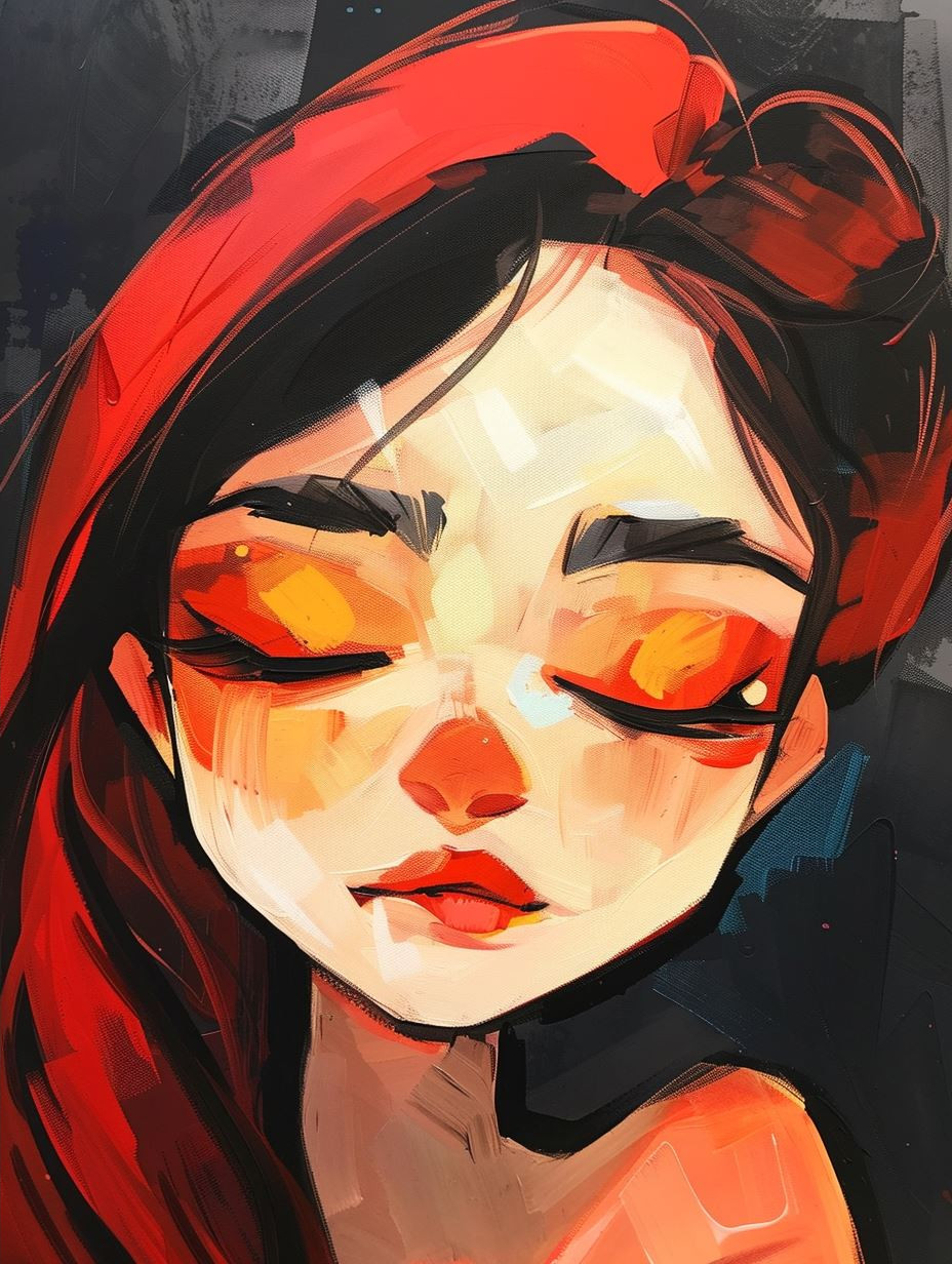 Crimson Brushstroke Muse - Image 4