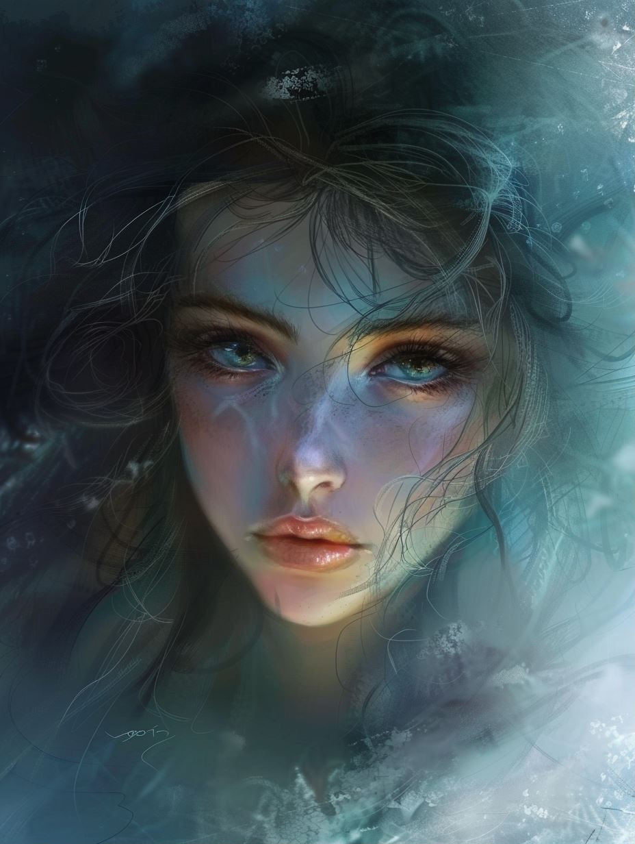Ethereal Gaze in Deep Waters - Image 1