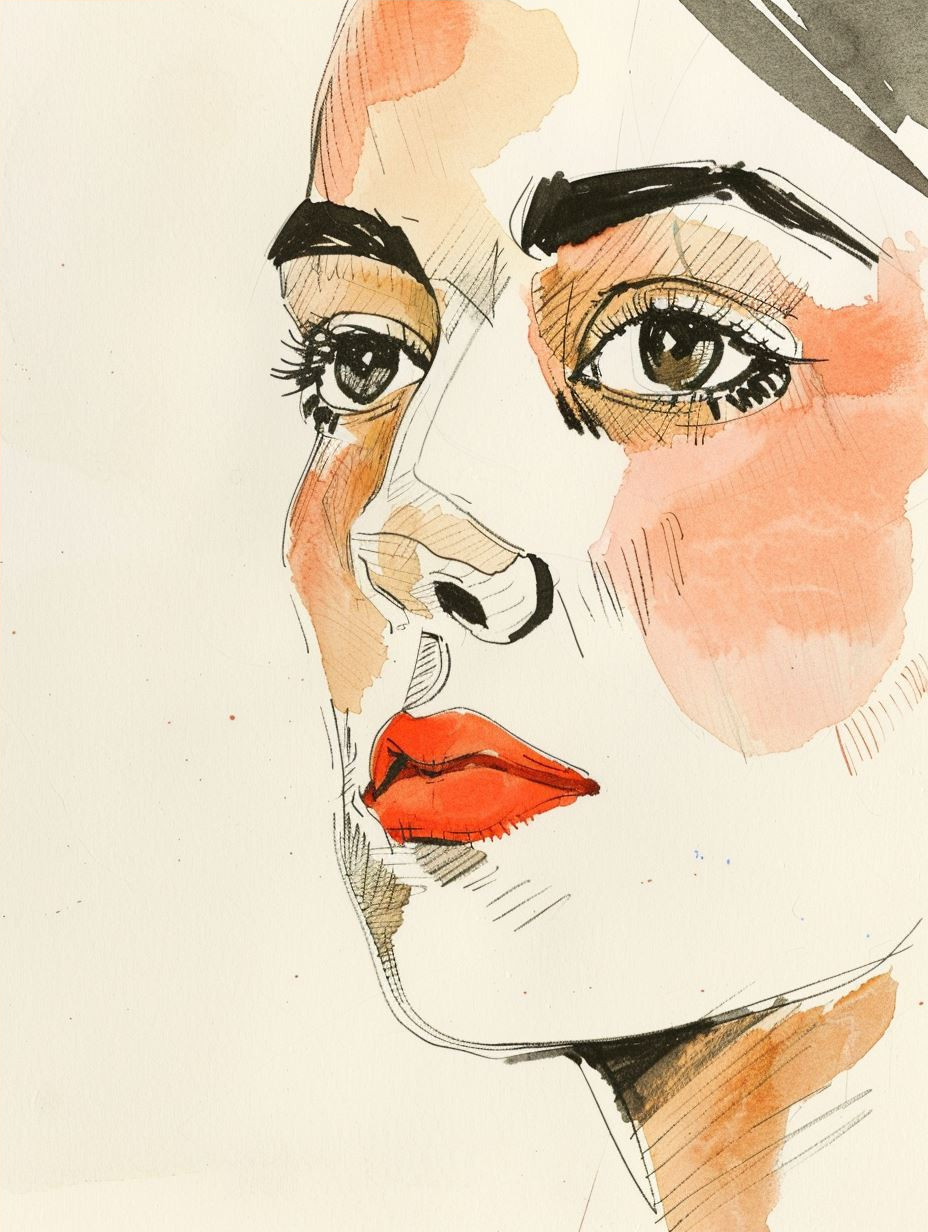 Modernist Watercolor Portrait Studies - Image 4