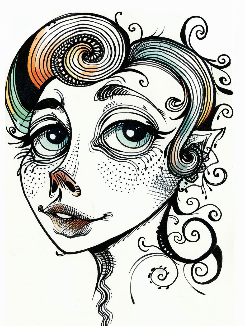 Whimsical Surrealist Ink Portraits - Image 2