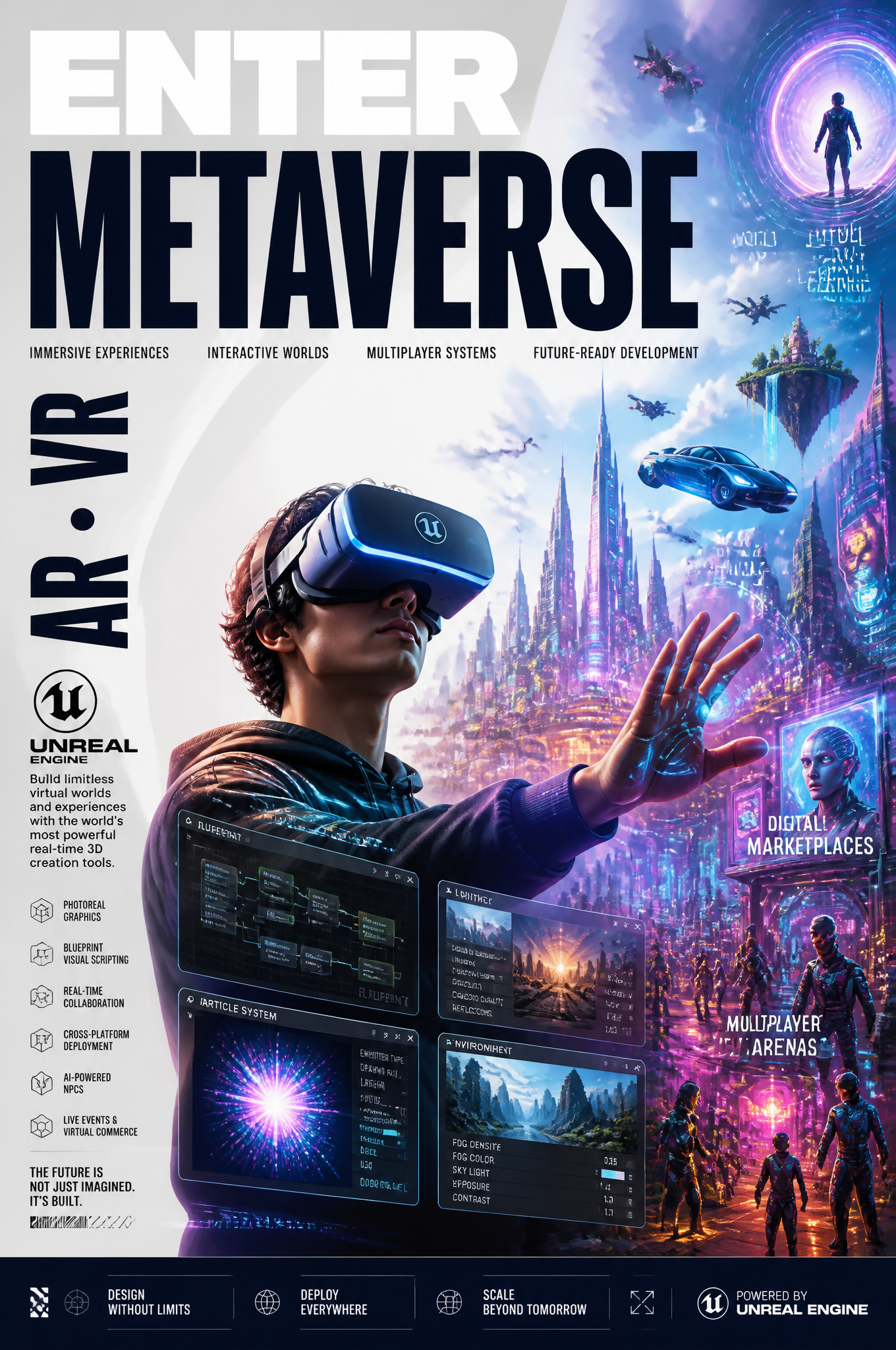 Futuristic VR Metaverse Development Poster