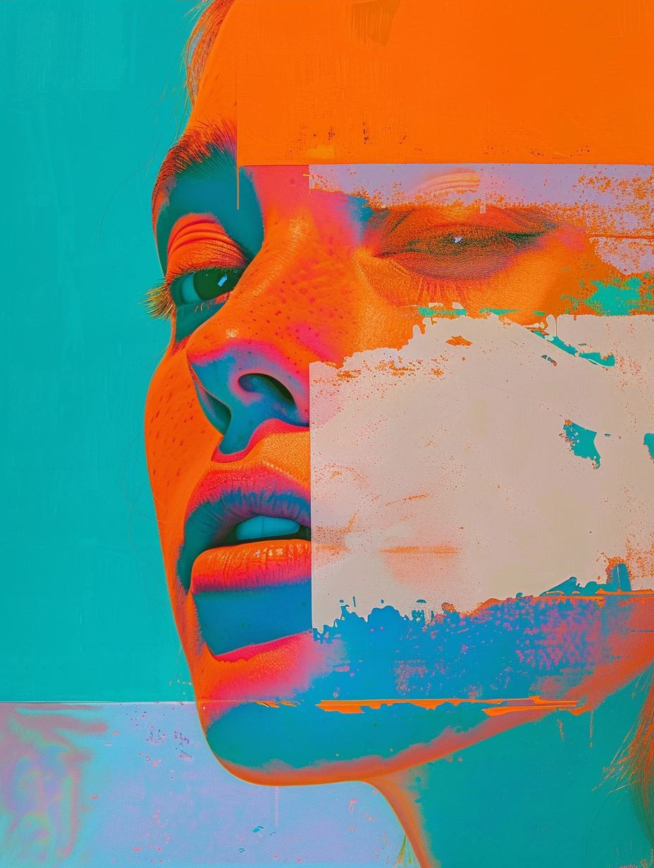 Fragmented Portraits in Neon Contrast - Image 3