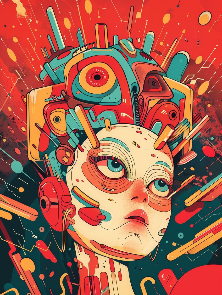 Surrealist Red Portrait Collage - Image 4