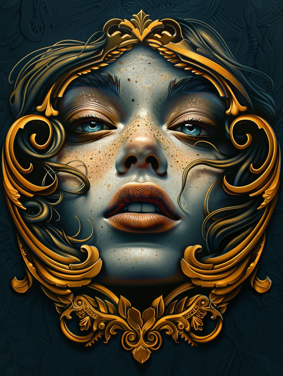 Gilded Ethereal Celestial Portrait - Image 3