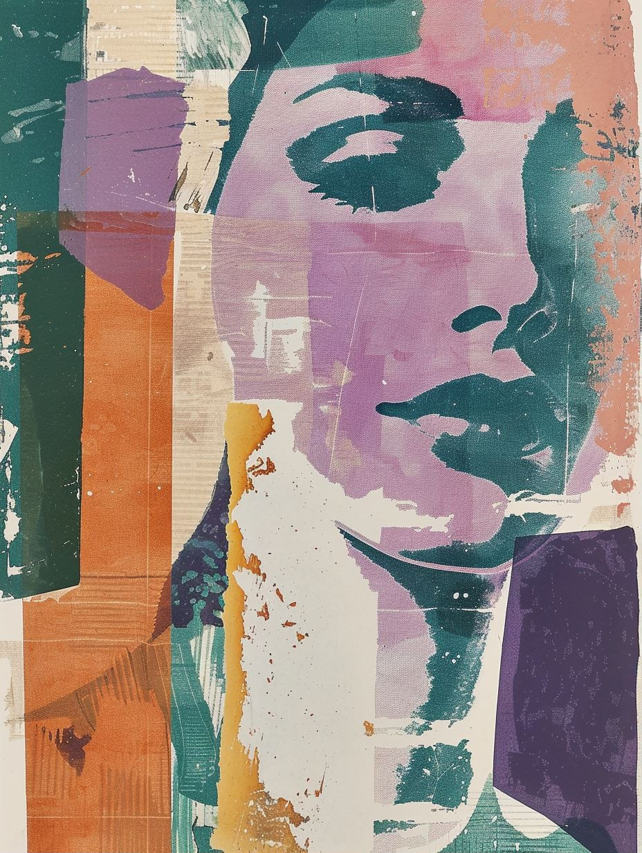 Fragmented Portraits in Vibrant Hue - Image 1