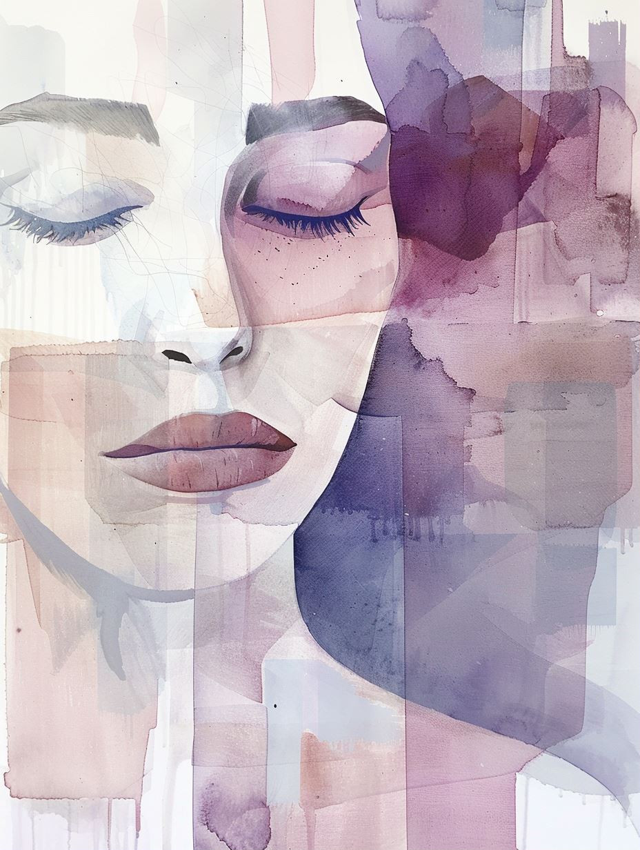 Ethereal Fragmented Watercolor Portraits - Image 1