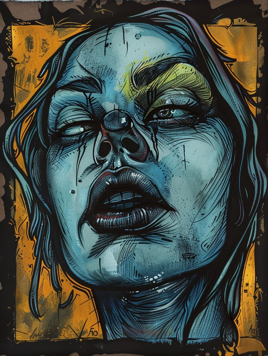 Melancholy Blue Floral Portraits - Image 2